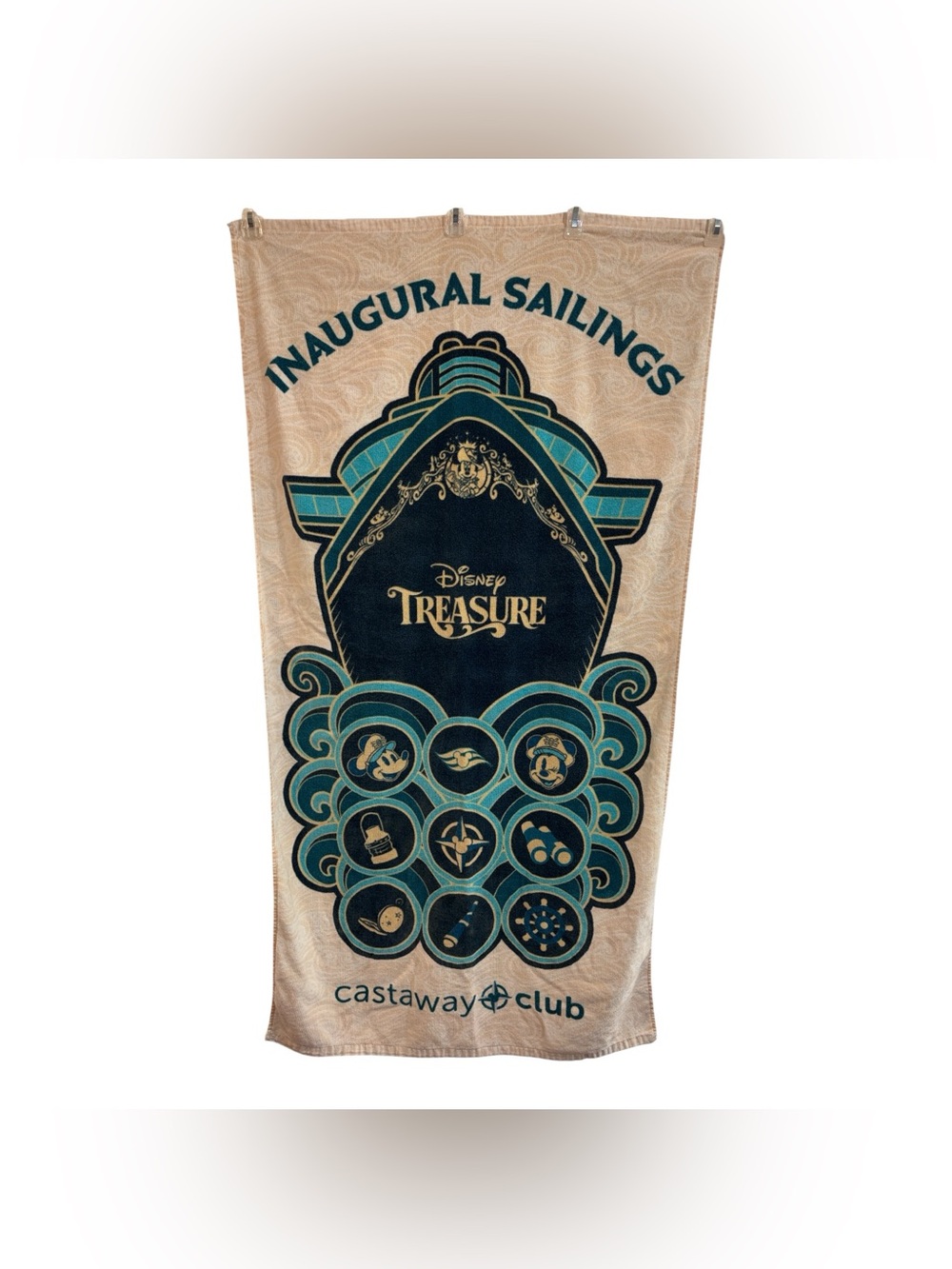 Disney Cruise Line Treasure Inaugural Sailings Castaway Club Beach Towel Cotton